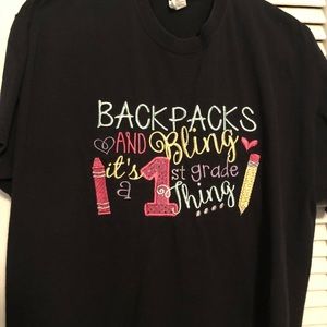 Embroidered Teacher tshirt, 1st Grade, blk sz XL